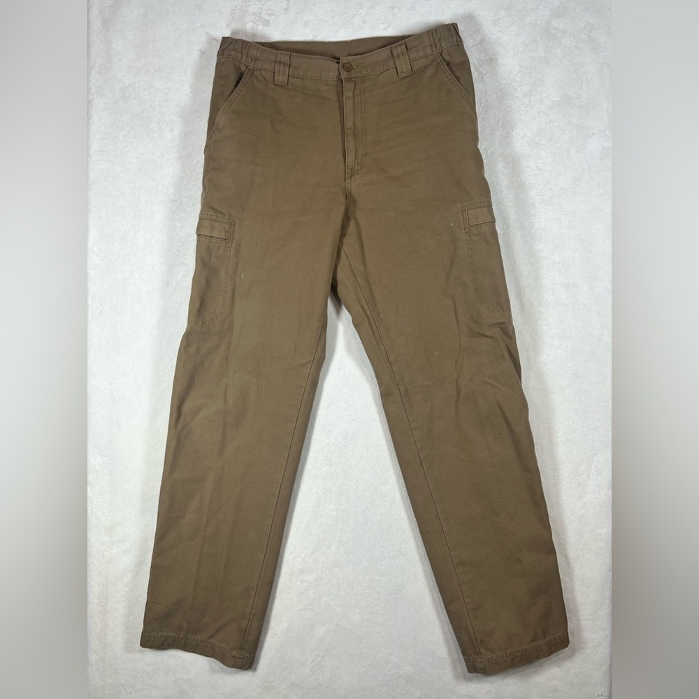 L.L. Bean 33W 32L Men's Brown Cargo Pants Heavy Cotton Canvas Carpenter Pants